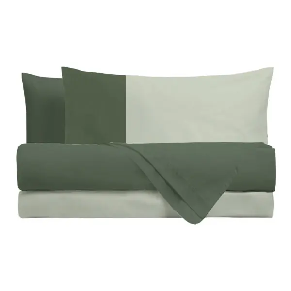 Perlarara Happidea Completo Letto Lenzuola singolo Piazza e Mezza Matrimoniale Bicolore