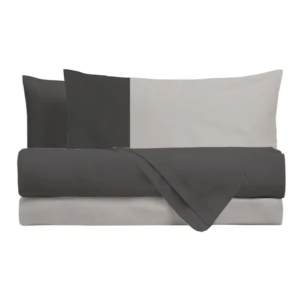 Perlarara Happidea Completo Letto Lenzuola singolo Piazza e Mezza Matrimoniale Bicolore