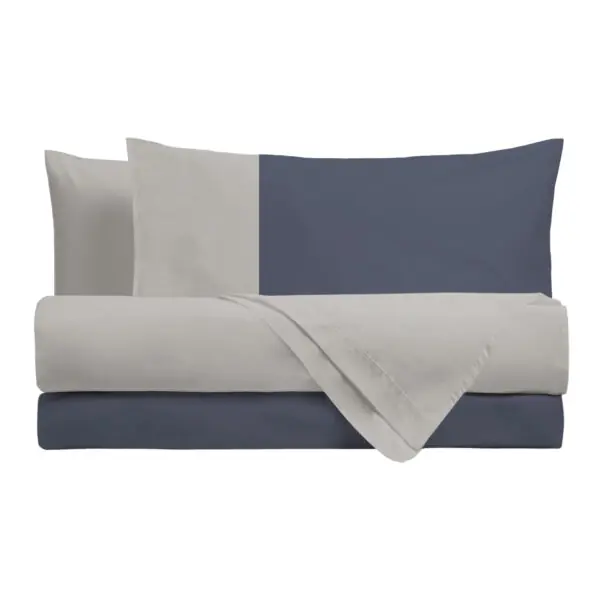 Perlarara Happidea Completo Letto Lenzuola singolo Piazza e Mezza Matrimoniale Bicolore