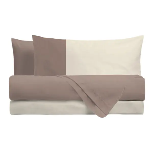 Perlarara Happidea Completo Letto Lenzuola singolo Piazza e Mezza Matrimoniale Bicolore