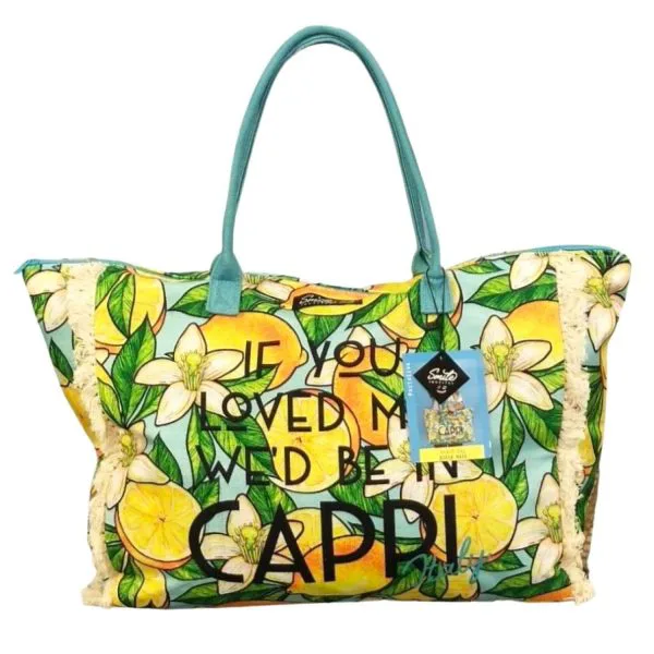 Siretessile Borsa da spiaggia grande con clip, Borsa da mare grande donna, Borsa mare moda estate