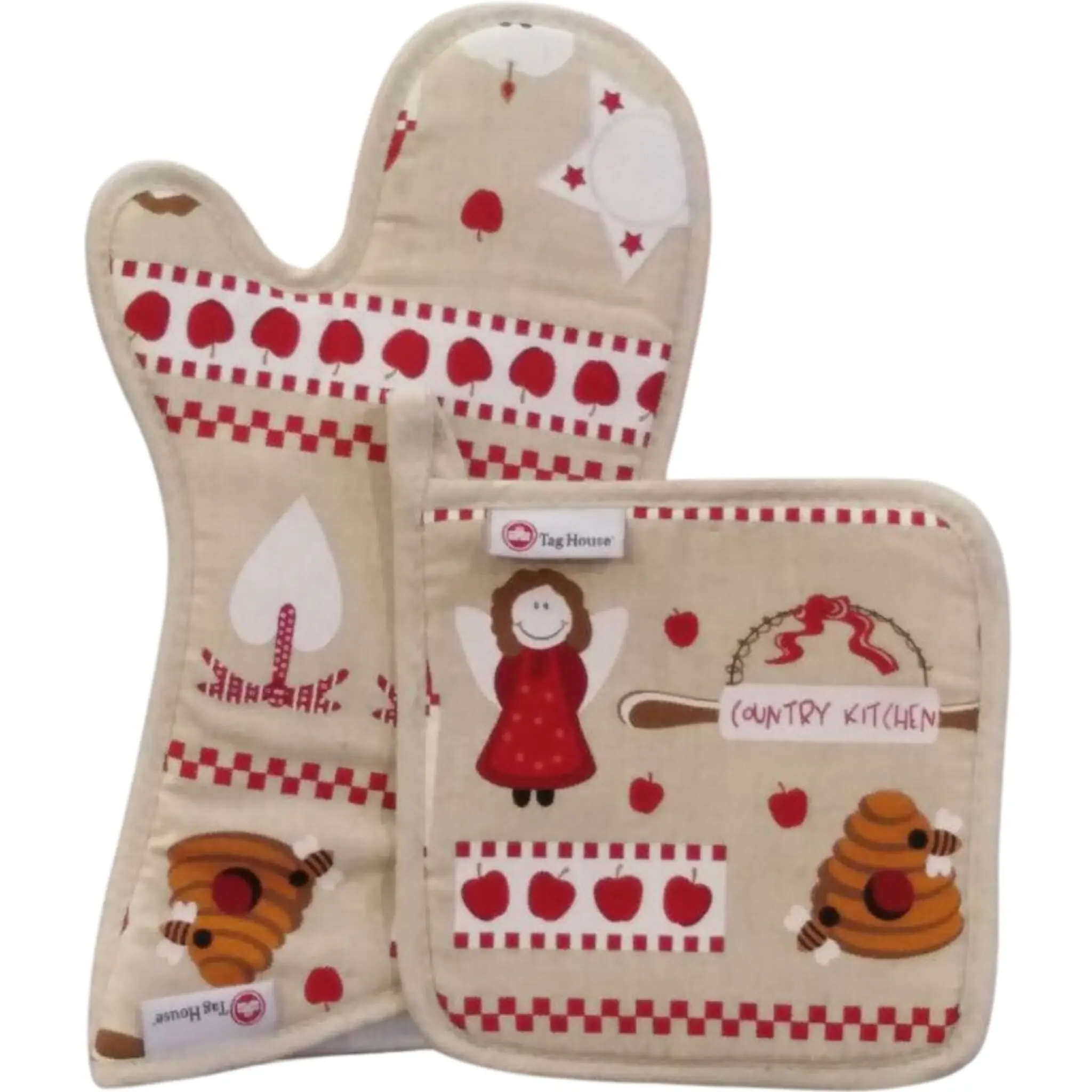 Tag House - Set Cucina Natalizio, Guanto da Forno e Presina in Cotone
