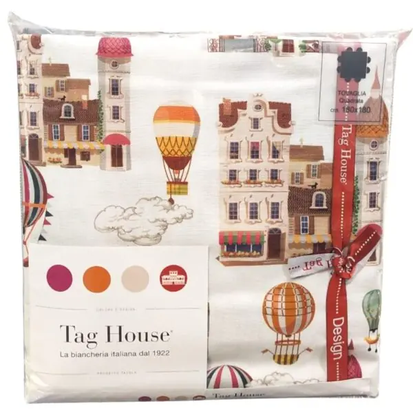 Tag House Tovaglia Design 8 Posti 180x180 cm in Cotone - Casette 3809