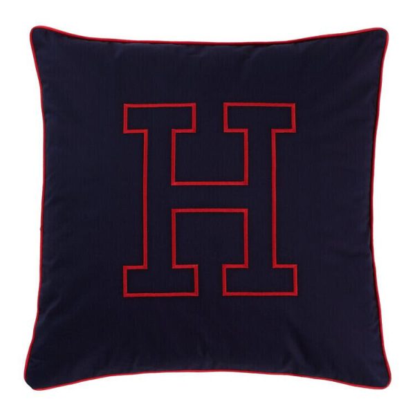 Tommy Hilfiger Cuscino Arredo in Percalle Sfoderabile con Imbottitura Brode Navy 40x40 cm