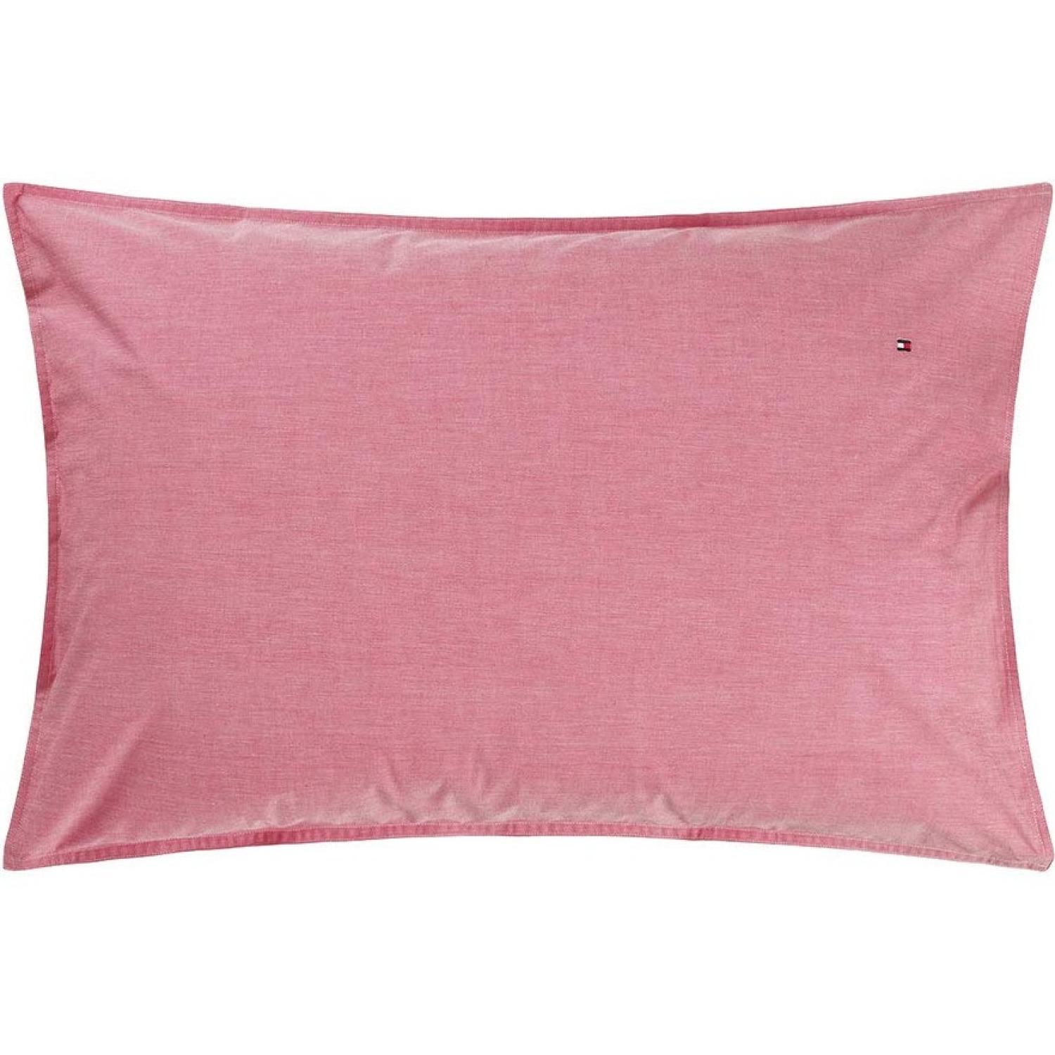 Tommy Hilfiger Federa per Cuscino Letto in Percalle di Cotone 50x80 cm Chambray Pink
