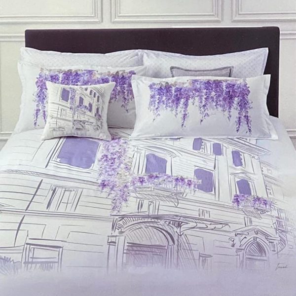 Trussardi Completo Copripiumino Matrimoniale Percalle di Cotone Glicine House