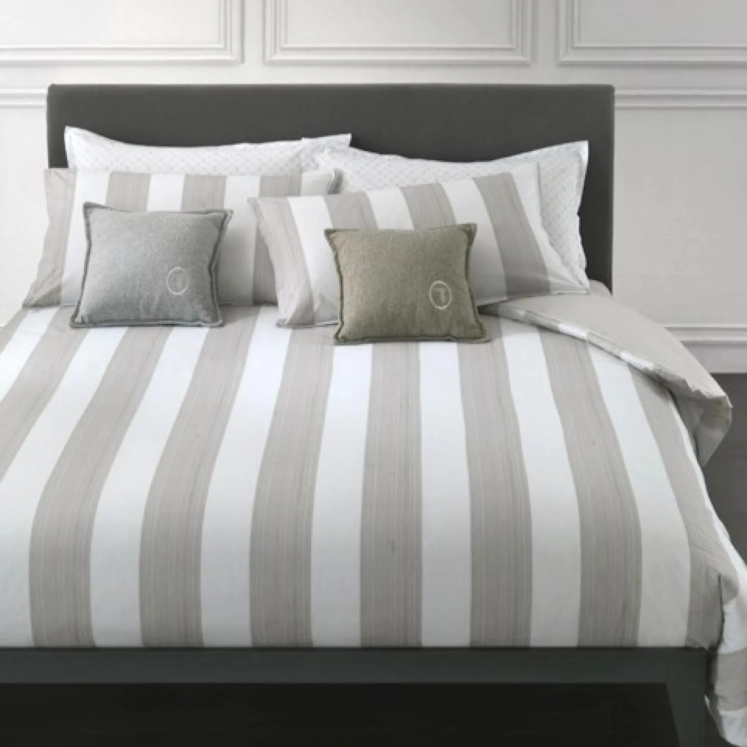 Trussardi Completo Copripiumino Matrimoniale Percalle di Cotone Ribbed M56