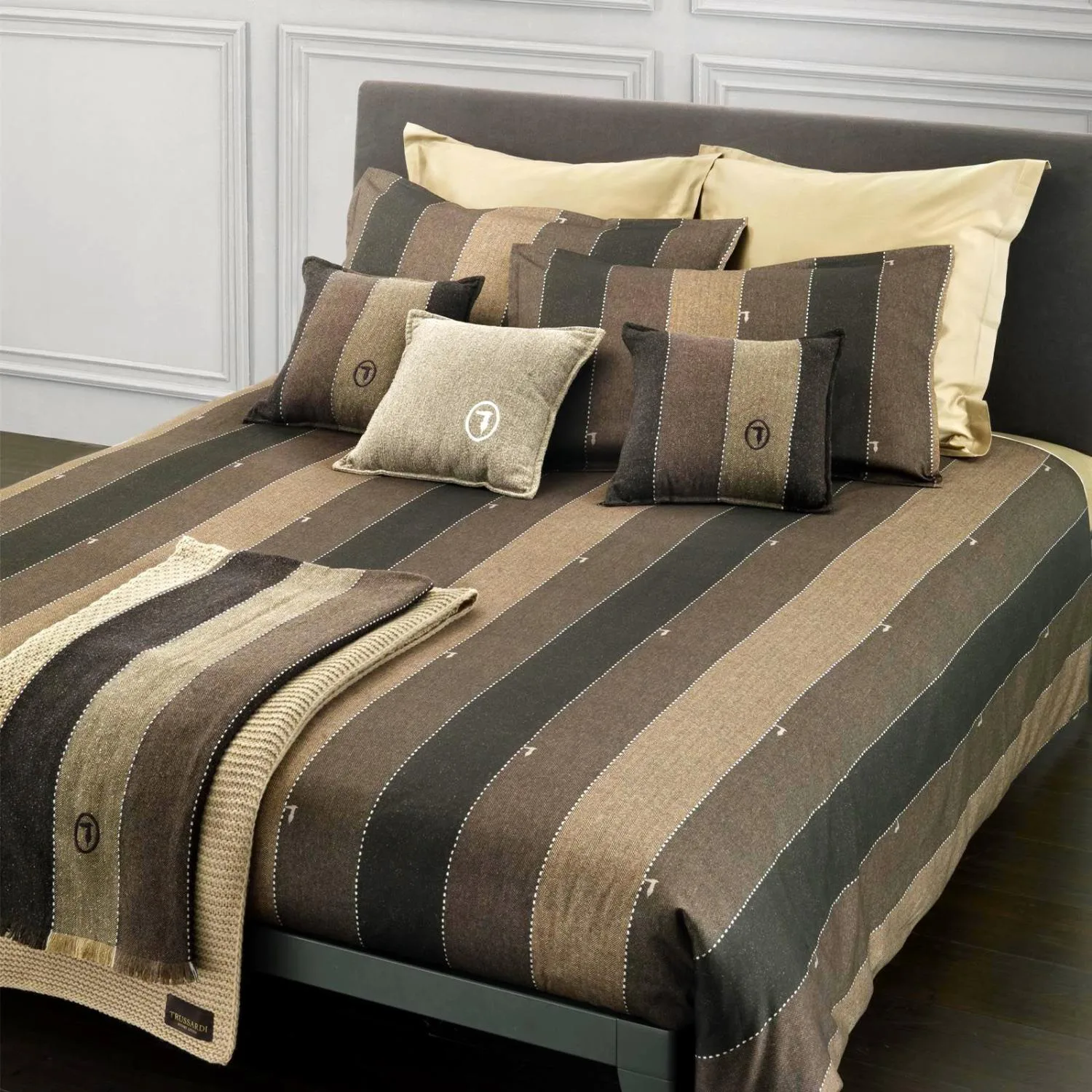 Trussardi Completo Copripiumino Matrimoniale Raso di Cotone New Tweed