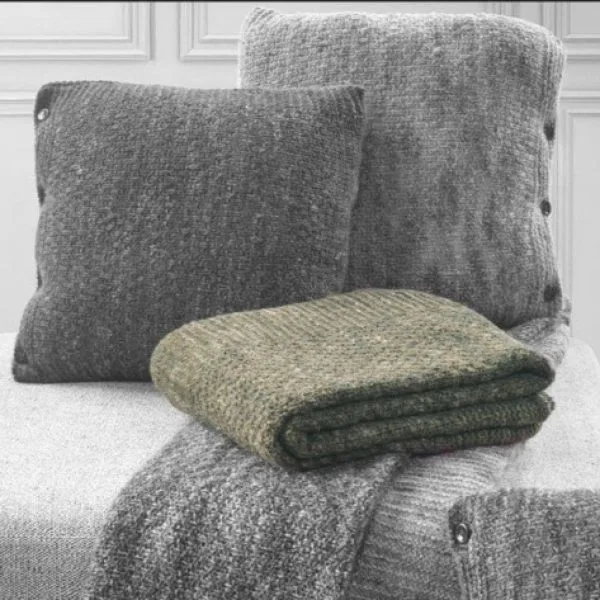Trussardi Plaid Melange invernale in Lana Alpaca, Coperta scialle sciarpa Calda, Tessuto Pregiato