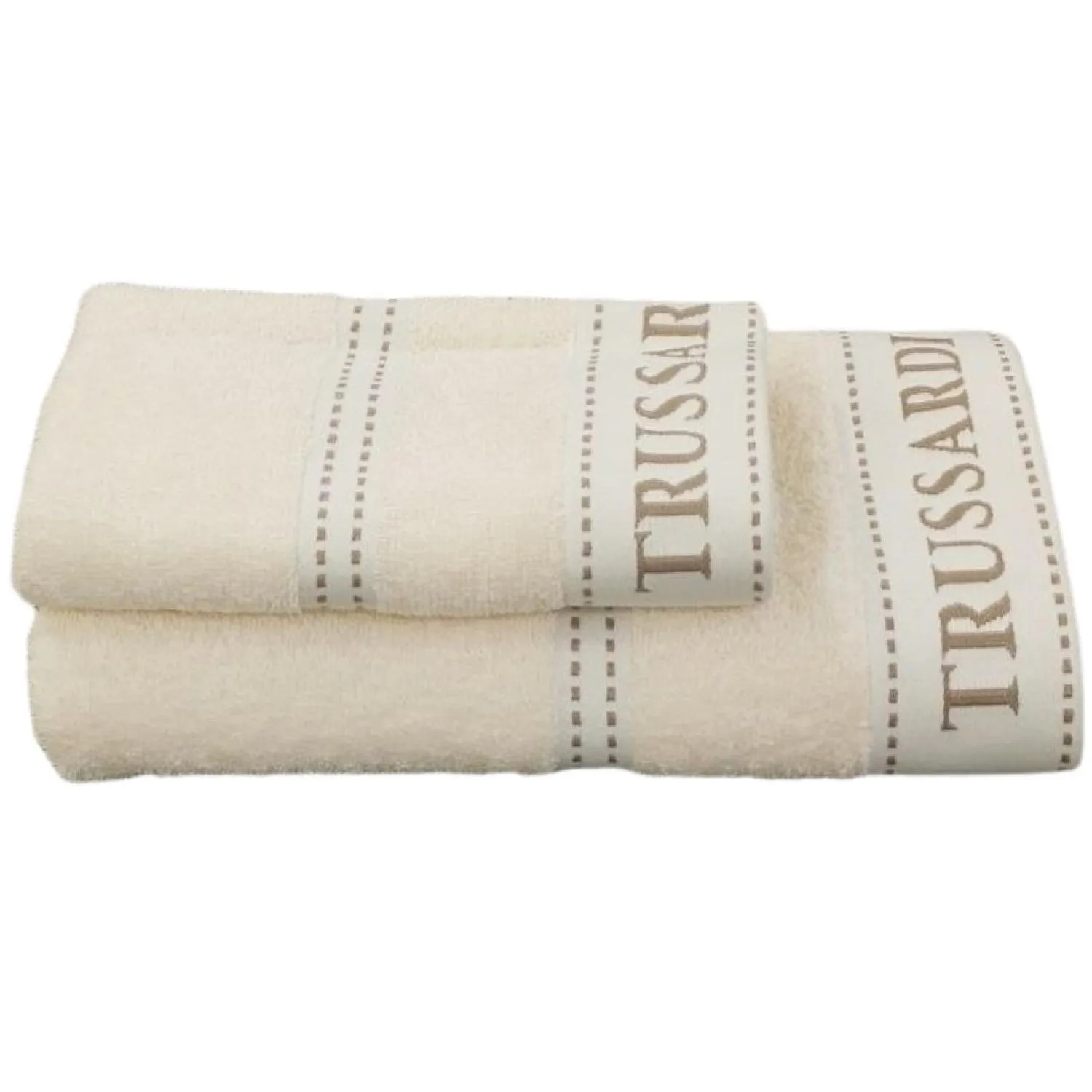 Trussardi Set due pezzi Spugna Bagno ospite e Asciugamano Viso e Mani Cotone Cinigliato