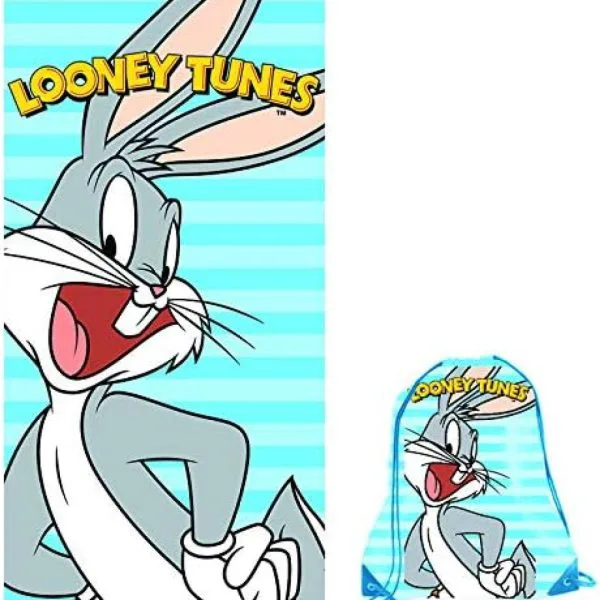 Warner Bros Telo mare in microfibra + sacca Looney Tunes 70x140 cm