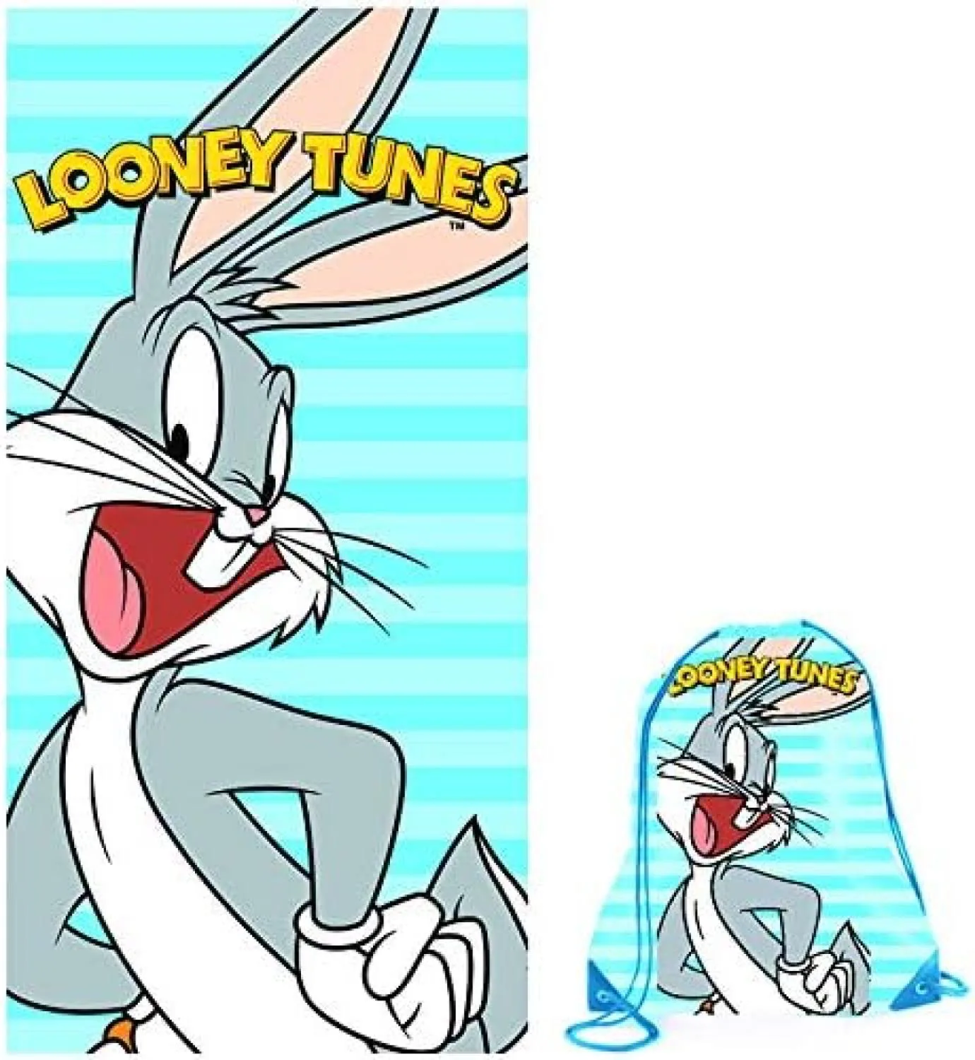 Warner Bros Telo mare in microfibra + sacca Looney Tunes 70x140 cm