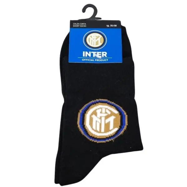 Inter Calzini Corti Ragazzo Bambino Nero Grigio Melange