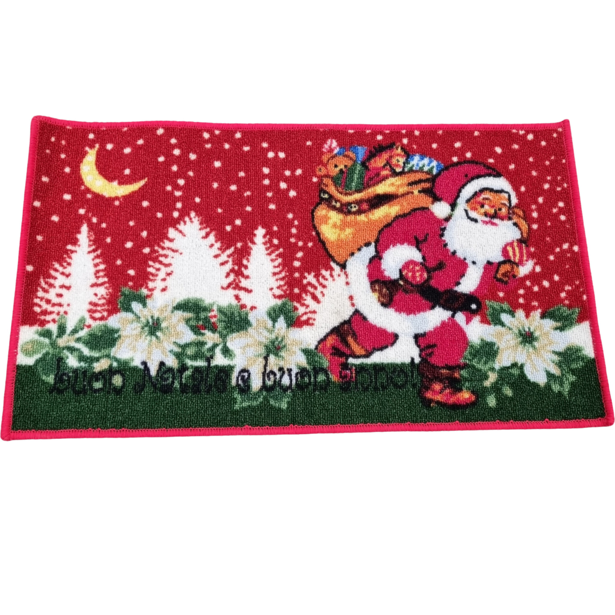 Perlarara - Tappeto Natale 'Buon Natale e Buon Anno Rosso' 40x70 cm
