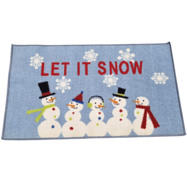 Perlarara - Tappeto Natale 'Let It Snow Celeste' 47x76 cm