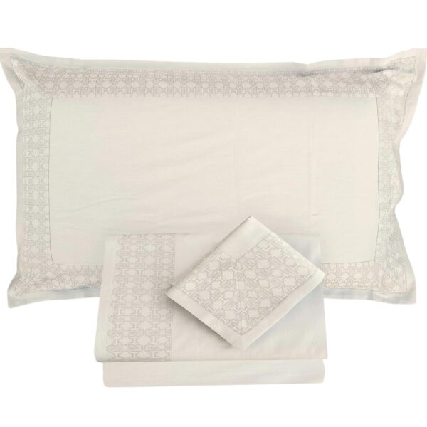 Roberto Cavalli Completo letto Matrimoniale in Raso di cotone - Araldico New Jacquard 001 Avorio