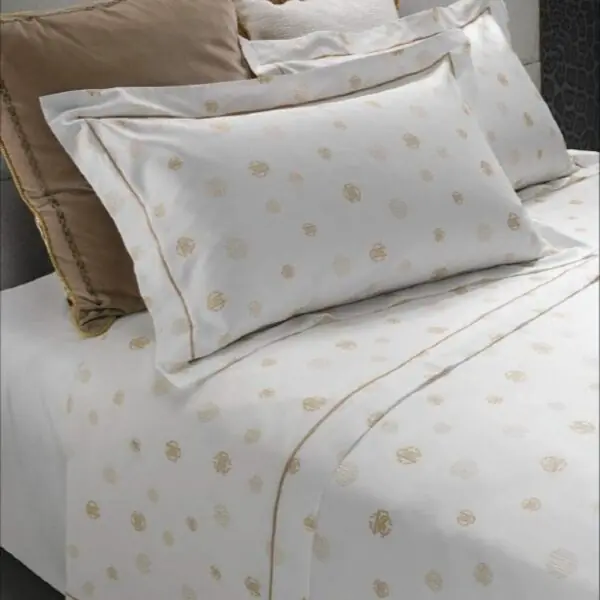 Roberto Cavalli Completo Letto Matrimoniale in Raso di cotone - Jewel Monogram 001 Gold