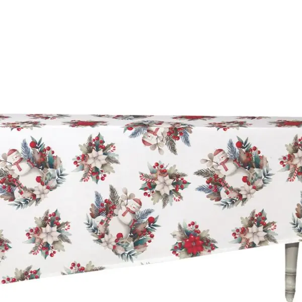 Tag House - Tovaglia Natalizia 18 Posti 150x360 cm in Cotone - Snowman